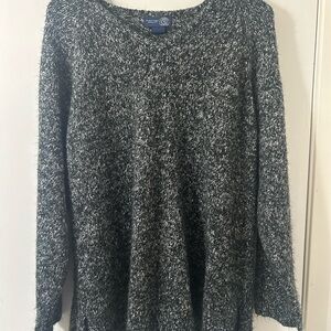 Venezia Black Crew Neck Sweater with Textured Knit Size 18/20